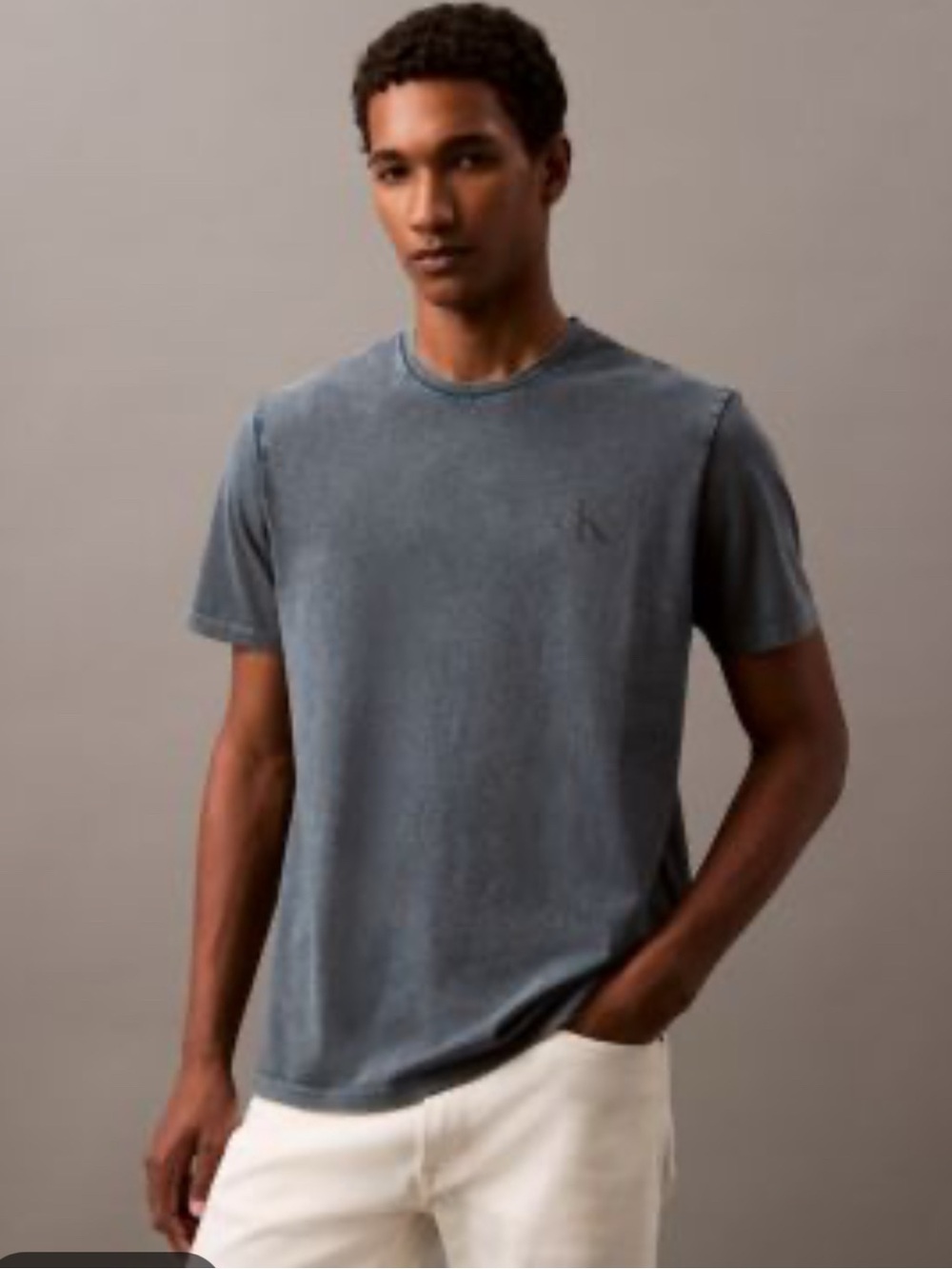 Calvin Klein Light Blue Mineral-Wash Short Sleeve Tee